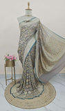 Grey Color Pure Banarasi Handloom Khaddi Georgette Saree- Water Zari