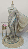 Banarasi Handloom Khaddi Georgette Saree With Water- Grey -Truth Fab