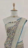 Grey Color Pure Banarasi Handloom Khaddi Georgette Saree- Water Zari