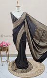 Black Color Pure Banarasi Handloom Crep Georgette Saree- Antique Zari