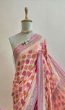 Multi Color Pure Banarasi Handloom Khaddi Georgette Saree- Water Zari - Truth Fab