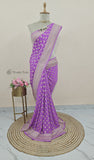 Orchid Color Pure Banarasi Handloom Khaddi Georgette Saree- Water Zari