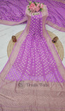 Orchid Color Pure Banarasi Handloom Khaddi Georgette Saree- Water Zari