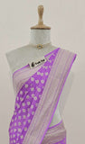 Banarasi Handloom Khaddi Georgette Saree With Water Zari-Orchid-Truth Fab