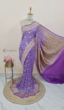 Banarasi Handloom Khaddi Georgette Saree With Water Zari-Electric Violet-Truth Fab