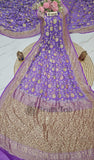 Electric Violet Pure Banarasi Handloom Khaddi Georgette Saree- Water Zari
