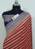Cherry Red  Banarasi Handloom Khaddi Georgette Saree With - water zari - Truth Fab