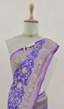 Banarasi Handloom Khaddi Georgette Saree With Water Zari-Electric Violet-Truth Fab
