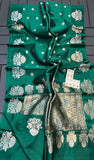 Dark Green Banarasi Handloom Katan Silk Saree - Truth Fab