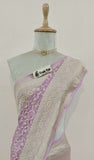 Banarasi Handloom Khaddi Georgette Saree With Water Zari-Baby Pink-Truth Fab
