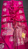 Barbie Pink Pure Banarasi Handloom Mango Silk Saree