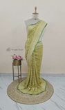 Lime Green  Banarasi Handloom Khaddi Georgette Saree With Water Zari -Truth Fab