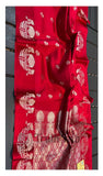 Cherry Red Banarasi Handloom Katan Silk Saree - Truth Fab