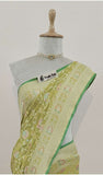 Lime Green  Banarasi Handloom Khaddi Georgette Saree With Water Zari -Truth Fab