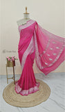 banarasi silver zari chiffon saree