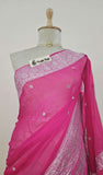 
Pink Banarasi Handloom Khaddi Chiffon Zari Saree- Truth Fab 