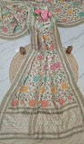 Off White Pure Banarasi Handloom Tussar Georgette Brocade Saree