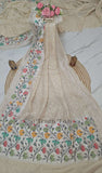 Off White Pure Banarasi Handloom Tussar Georgette Brocade Saree