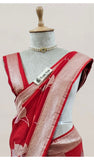 Blood Red Color Pure Banarasi Handloom Munga Silk Saree- Tilfi Design