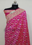 Pink Color Pure Banarasi Handloom Katan Silk Saree- All Over Jaal Work With Meenakari