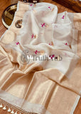 Banarasi Handloom Kora Silk Saree - White - Truth Fab