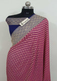Dark Fuchsia Banarasi Handloom Khaddi Georgette Saree With water zari  Truth Fab