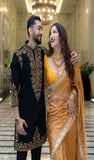 Tuscany Yellow Banarasi Handloom Tissue Silk Saree - Truth Fab