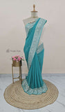 Sky Blue Banarasi Handloom Khaddi Chiffon Zari Saree- Truth Fab 