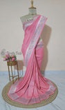 Tussar Georgette Handloom Banarasi Meenakari saree - Rose Pink - Truth Fab