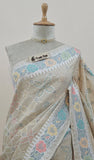 Off White Pure Banarasi Handloom Tussar Georgette Brocade Saree