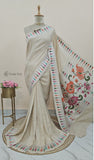 Off White Pure Banarasi Handloom Tussar Georgette Brocade Saree