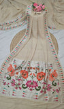 Off White Pure Banarasi Handloom Tussar Georgette Brocade Saree