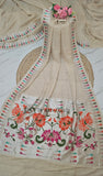 Off White Pure Banarasi Handloom Tussar Georgette Brocade Saree