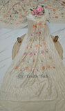 Off White Pure Banarasi Handloom Tussar Georgette Brocade Saree