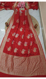 Blood Red Color Pure Banarasi Handloom Munga Silk Saree- Tilfi Design