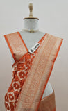 Orange Color Pure Banarasi Handloom Katan Silk Saree