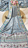 Maya Blue Pure Banarasi Handloom Tussar Georgette Saree
