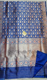 Admiral Blue Banarasi Handloom Katan Silk Saree - Truth Fab
