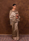 Banarasi Handloom Kora Silk Saree - Peanut - Truth Fab