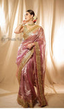 Candy Floss Pink Banarasi Handloom Tissue Silk Saree - Truth Fab