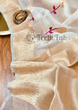 White Pure Banarasi Handloom Kora Silk Meenakari Saree