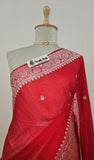 red chiffon saree