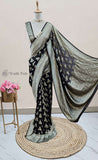 Banarasi Handloom Khaddi Georgette Saree With Water Zari - Black - Truth Fab