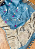 Carolina Blue Banarasi Handloom Kora Silk Saree - Truth Fab