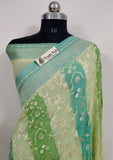 Multi Color Pure Banarasi Handloom Khaddi Georgette Saree- Water Zari