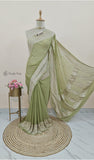 mehndi green chiffon saree