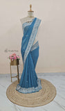 Azure Blue Banarasi Handloom Khaddi Chiffon Zari Saree - Truth Fab 
