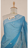 Azure Blue Banarasi Handloom Khaddi Chiffon Zari Saree - Truth Fab 
