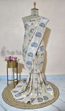 Off White Pure Banarasi Handloom Tussar Georgette Saree- Meenakari Design