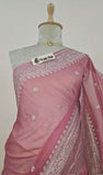 Rouge Pink Banarasi Handloom Khaddi Chiffon Zari Saree - Truth Fab 